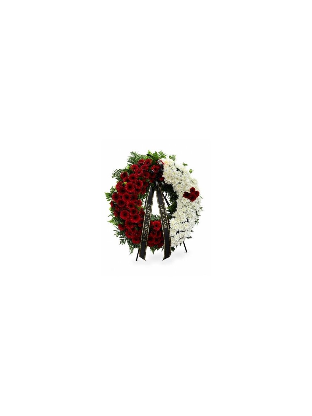 Memory 100 Funeral Wreath Red and White with Gerberas and Chrysanthemums
